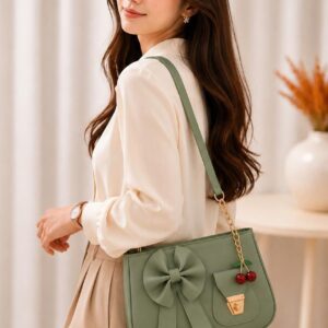 Cute Bow Stylish Purse with Cherry Keychain