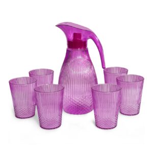 7PCS Pink Pineapple Jug Set with 6 Tumblers