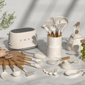 12PCS Silicone Kitchen Utensil Set with Wooden Handles