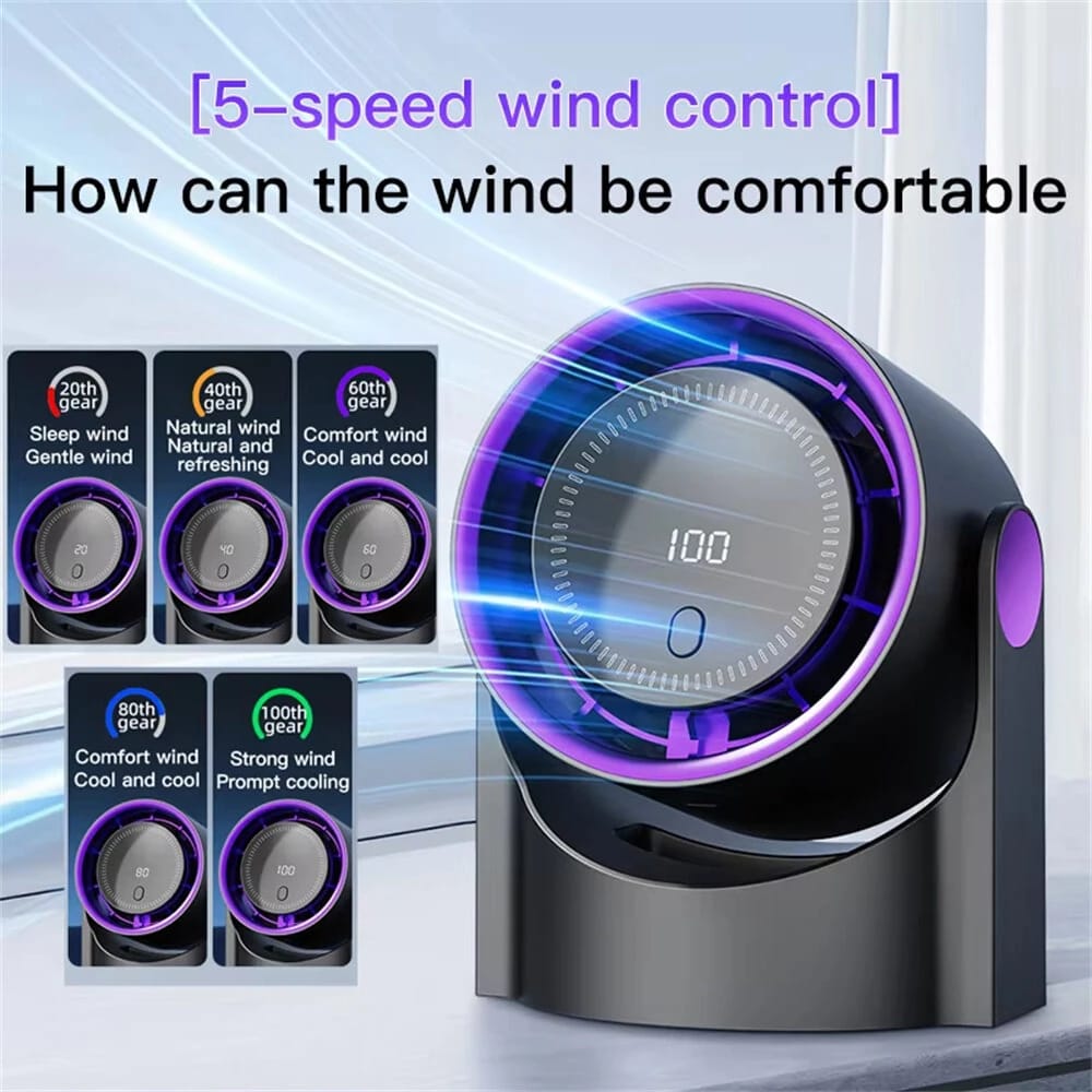 Portable USB Rechargeable Table Fan with Display - Image 2