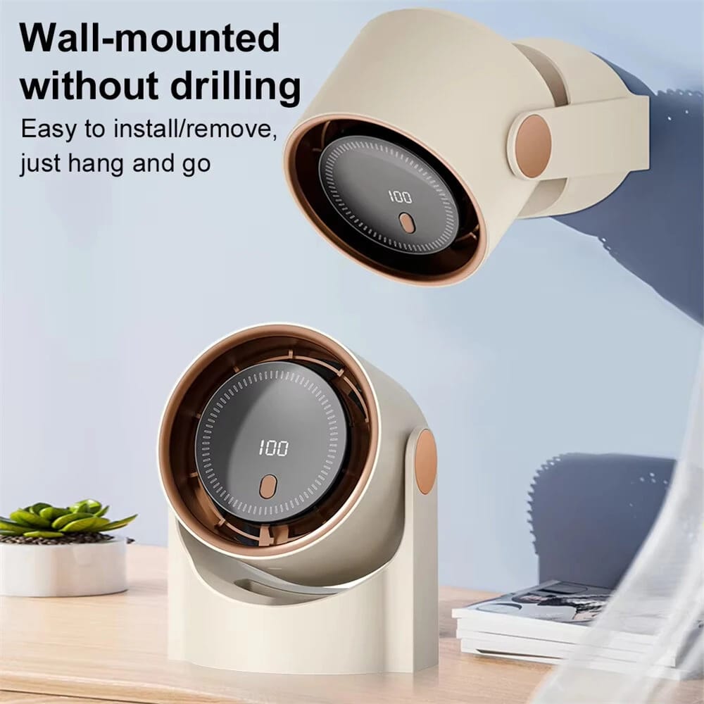 Portable USB Rechargeable Table Fan with Display