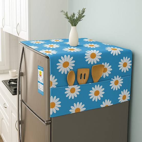Waterproof Fridge Dust Cover with 6 Storage Pockets