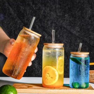 High Borosilicate Glass Cola Cup with Bamboo Lid & Straw