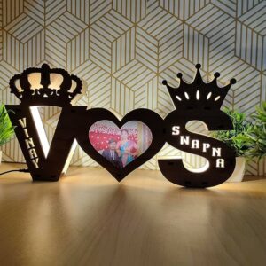 Customized Wooden LED Double Name Alphabet with Photo