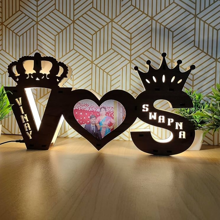 Customized Wooden LED Double Name Alphabet with Photo