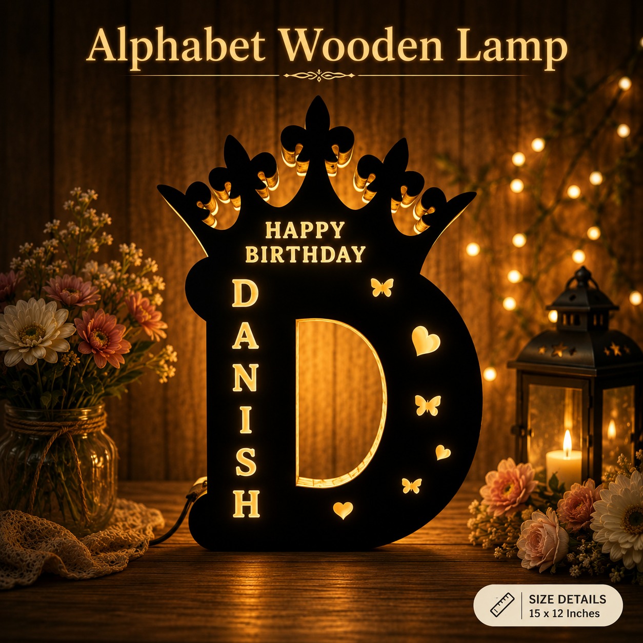 Wooden LED Alphabet Lamp - Image 2
