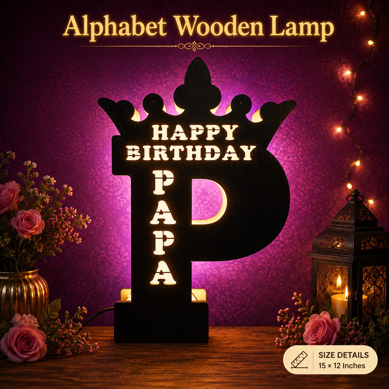 Wooden LED Alphabet Lamp