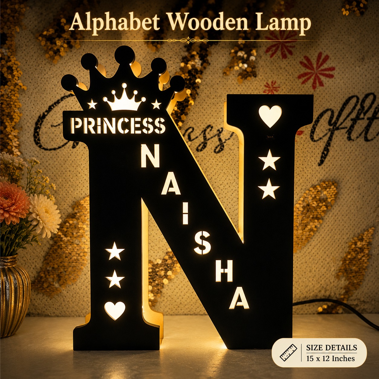 Wooden LED Alphabet Lamp - Image 4