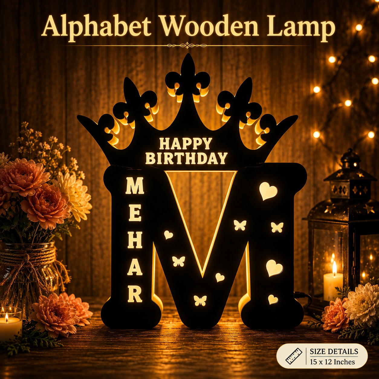 Wooden LED Alphabet Lamp - Image 3