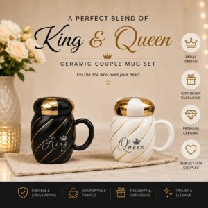 Luxury King & Queen Ceramic Mug Set