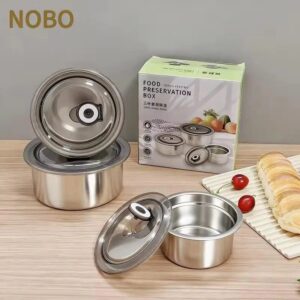 Premium Stainless Steel Airtight Food Preservation Box Set (3-Piece)