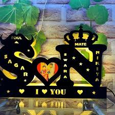 Customized Wooden LED Double Name Alphabet with Photo